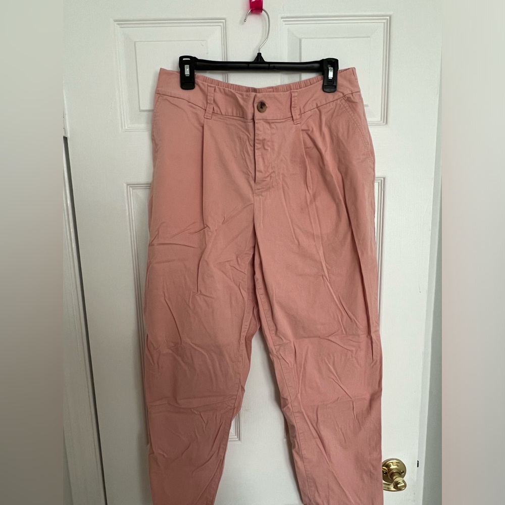Peach Pink Button Trousers